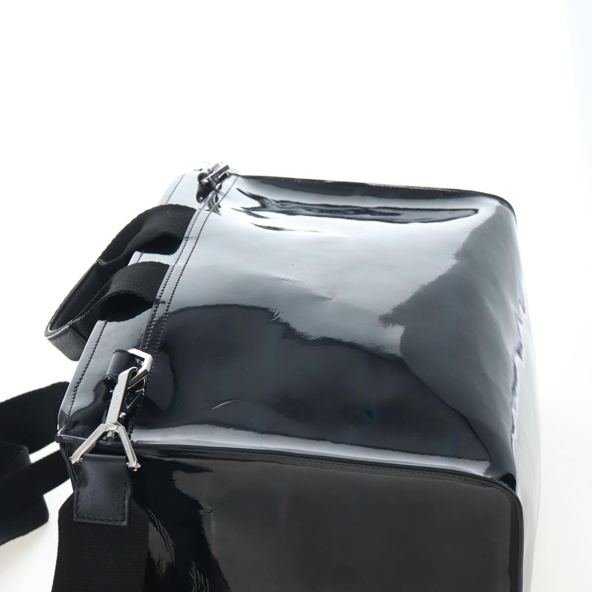 GIVENCHY Pandora Shoulder Bag Patent Black Silver Auth gh2410A