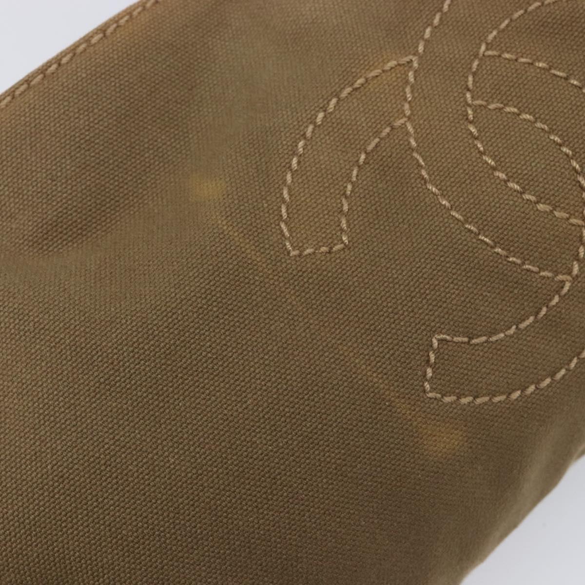CHANEL Chain Shoulder Bag Canvas Leather Beige Gold CC Auth gh2415A