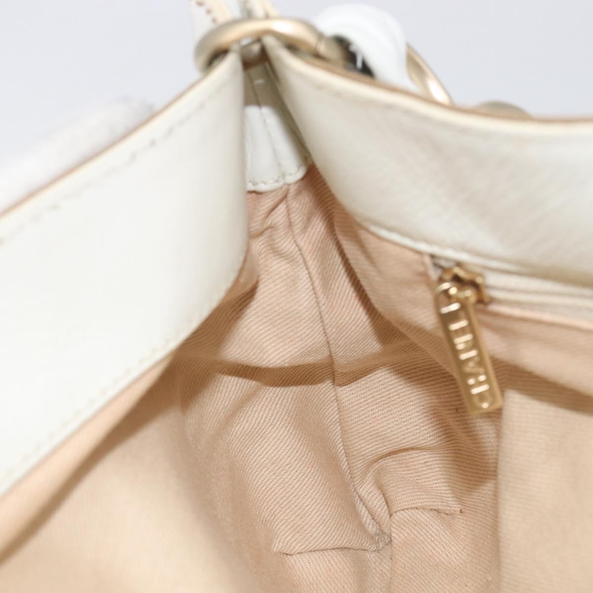CHANEL Chain Shoulder Bag Canvas Leather Beige Gold CC Auth gh2415A