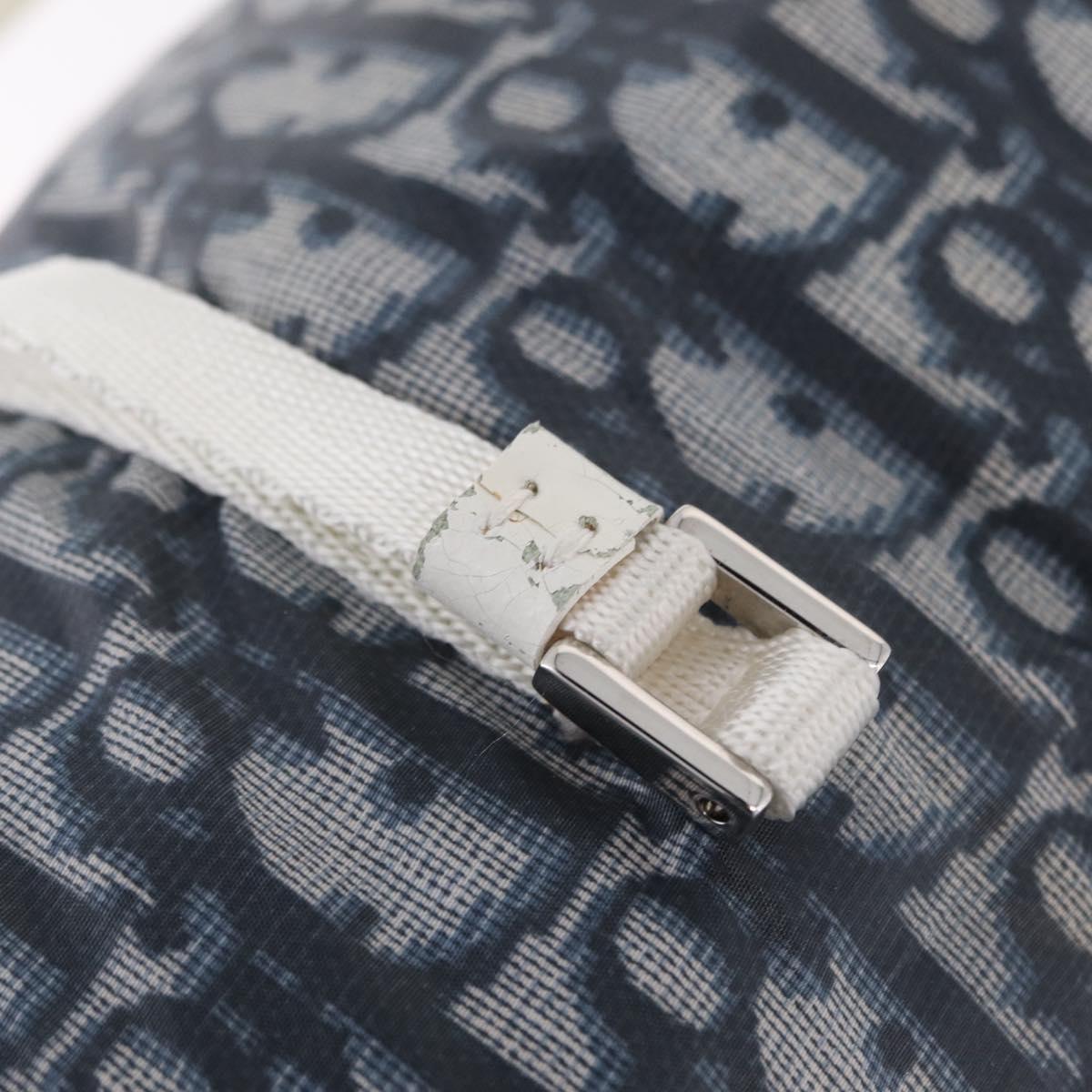 Christian Dior Trotter Canvas Hand Bag Nylon Navy Silver Auth gh2416