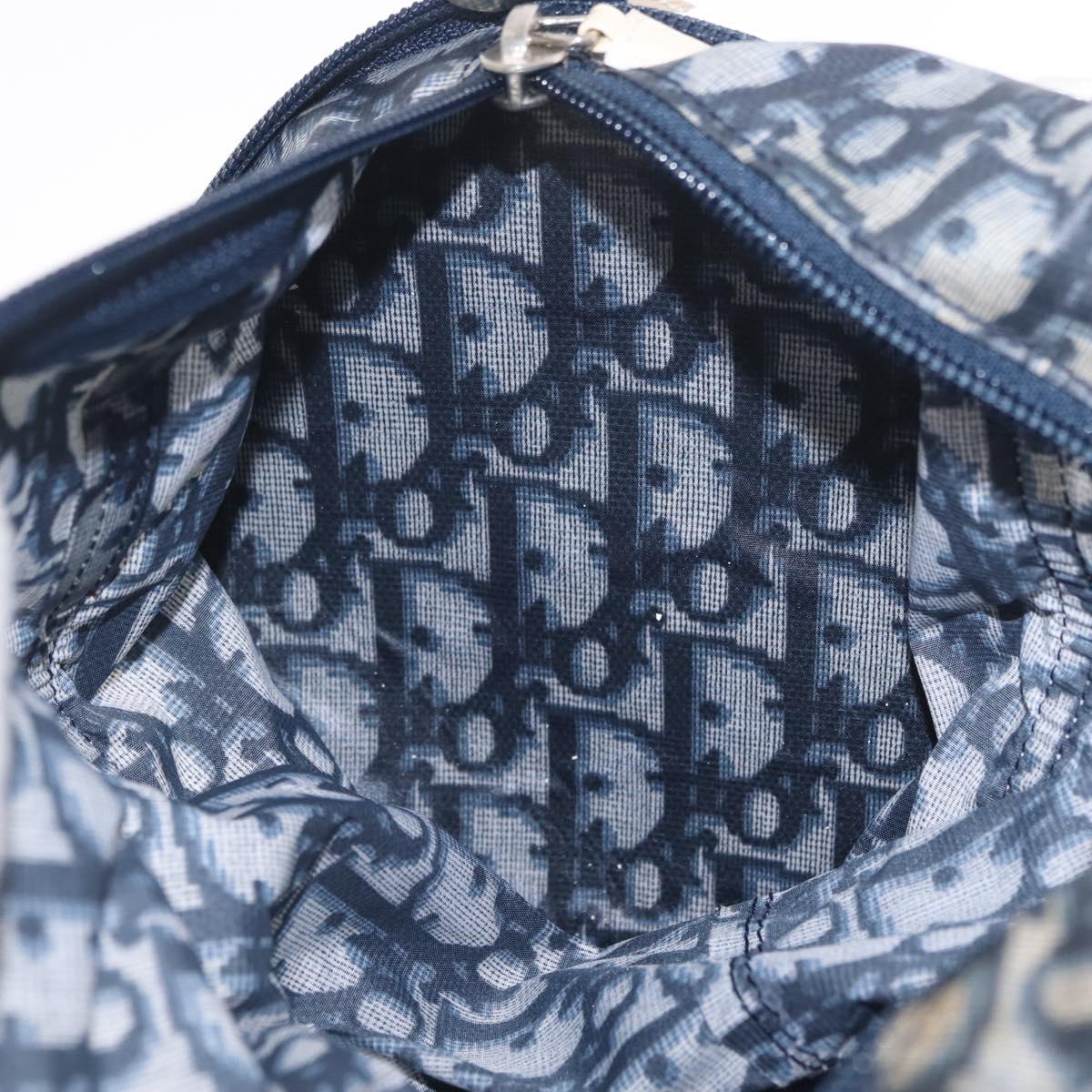 Christian Dior Trotter Canvas Hand Bag Nylon Navy Silver Auth gh2416