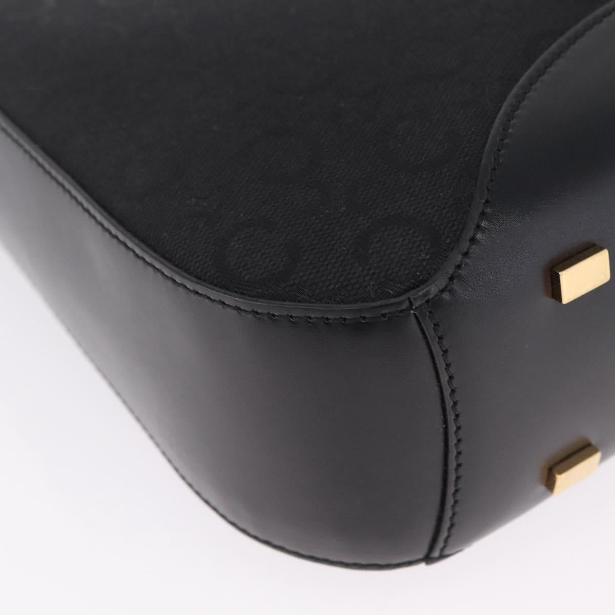 CELINE C Macadam Canvas Shoulder Bag Black Gold Auth gh2417V