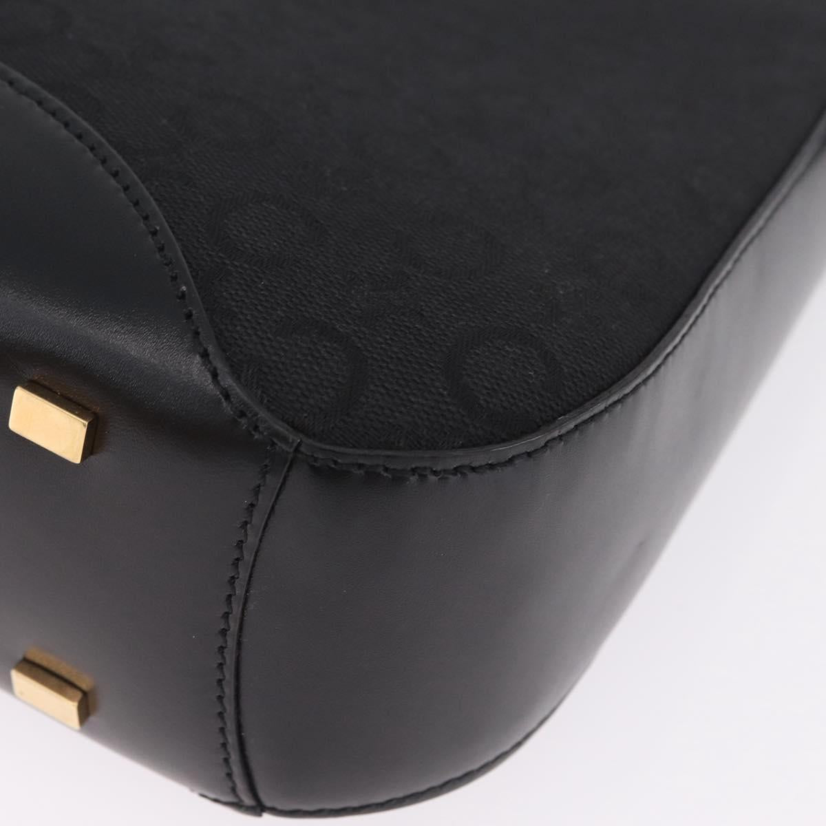 CELINE C Macadam Canvas Shoulder Bag Black Gold Auth gh2417V