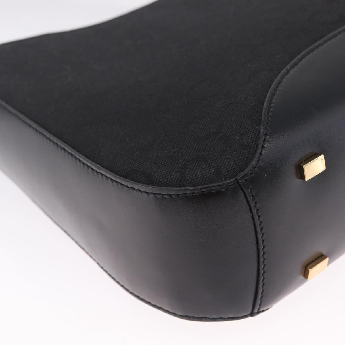 CELINE C Macadam Canvas Shoulder Bag Black Gold Auth gh2417V