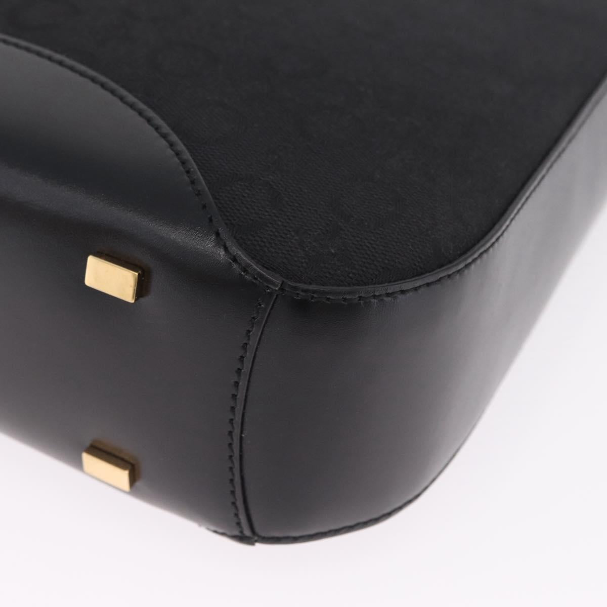 CELINE C Macadam Canvas Shoulder Bag Black Gold Auth gh2417V