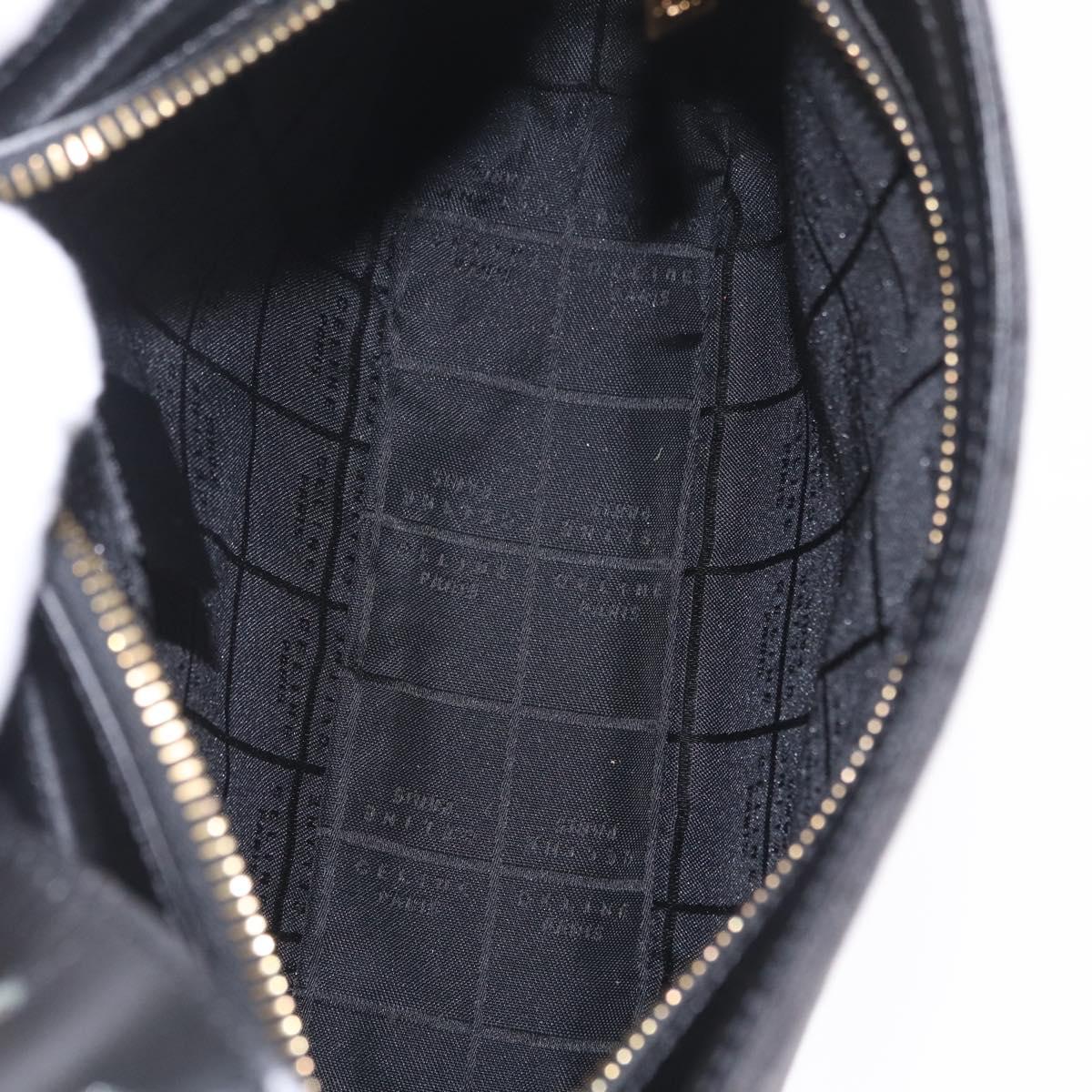 CELINE C Macadam Canvas Shoulder Bag Black Gold Auth gh2417V