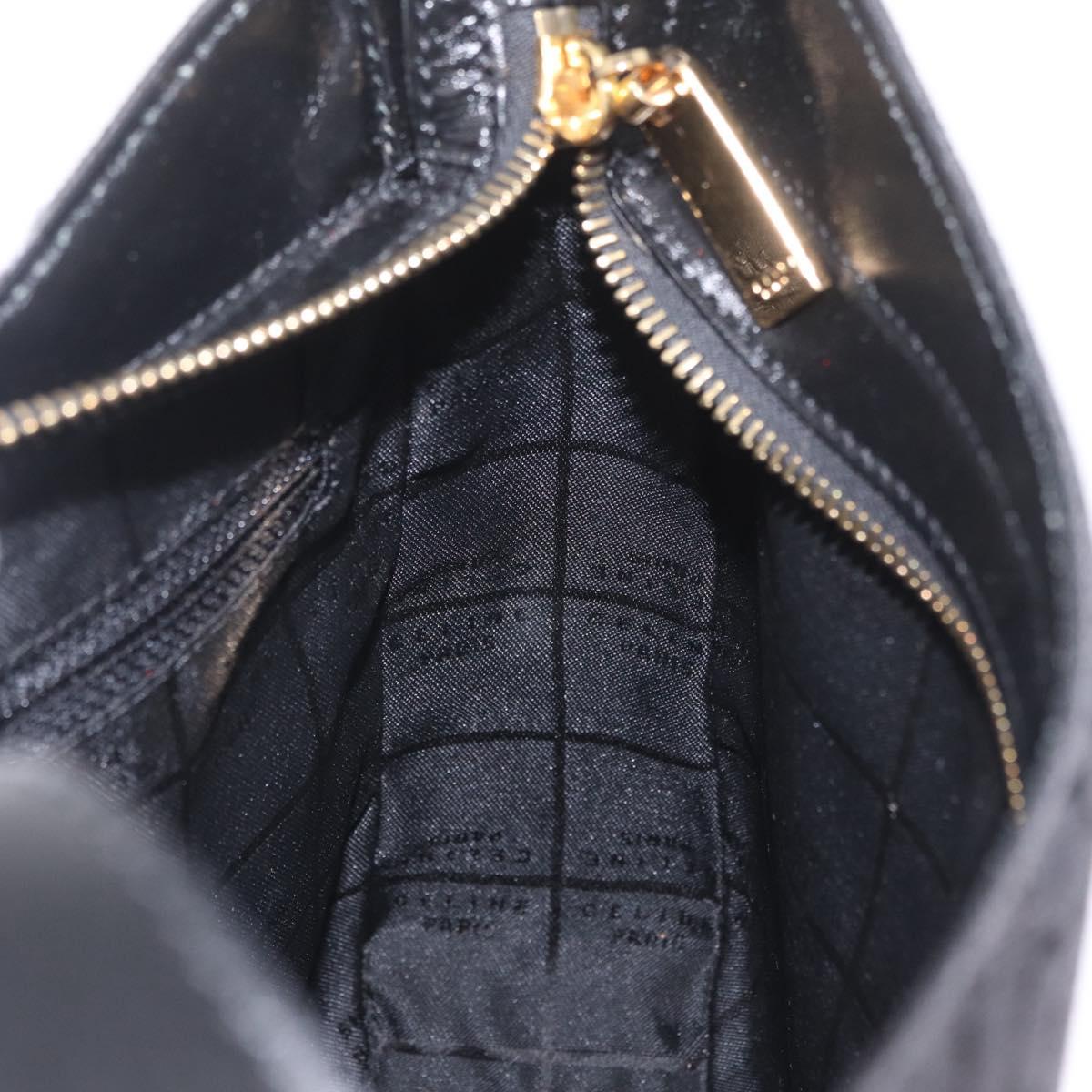 CELINE C Macadam Canvas Shoulder Bag Black Gold Auth gh2417V