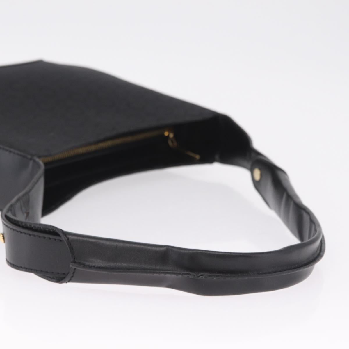 CELINE C Macadam Canvas Shoulder Bag Black Gold Auth gh2417V