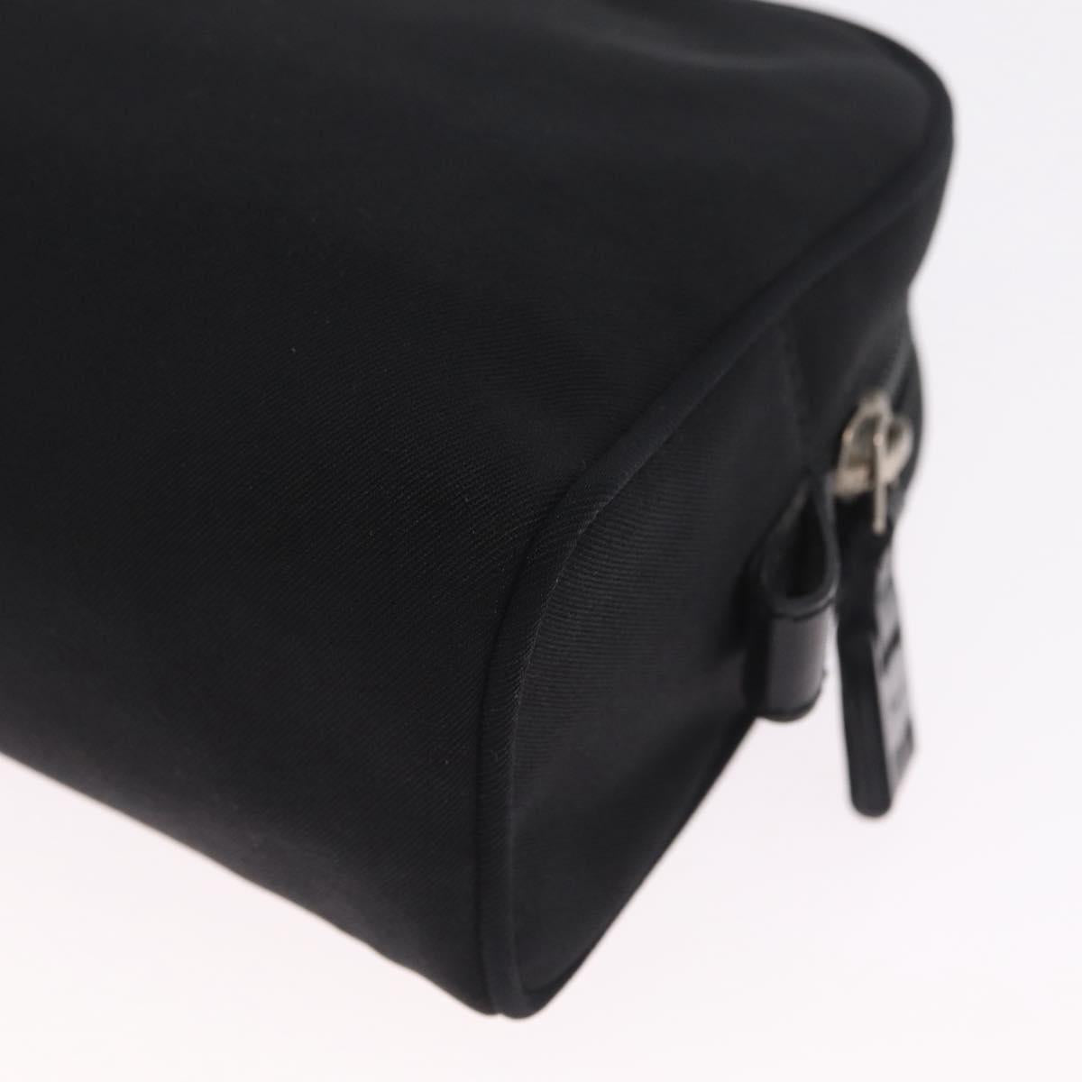 Salvatore Ferragamo Chain Shoulder Bag Canvas Black Silver Auth gh2418