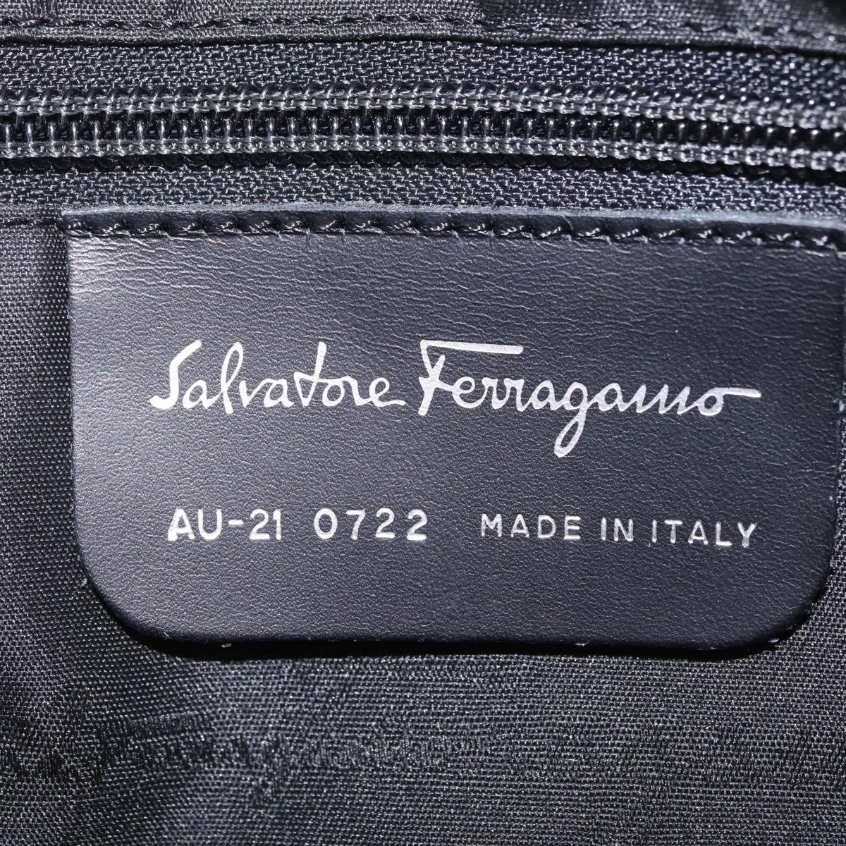 Salvatore Ferragamo Chain Shoulder Bag Canvas Black Silver Auth gh2418
