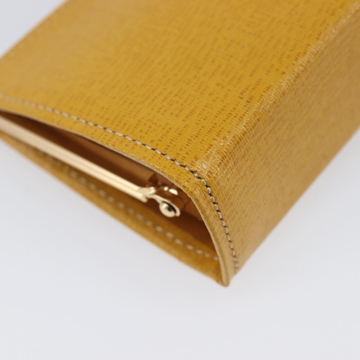Burberrys Coin Purse Leather Yellow Gold Auth gh2419A
