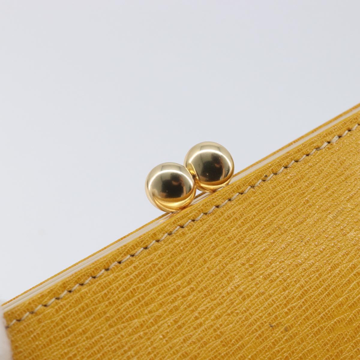 Burberrys Coin Purse Leather Yellow Gold Auth gh2419A