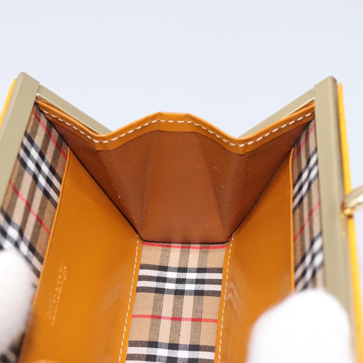 Burberrys Coin Purse Leather Yellow Gold Auth gh2419A