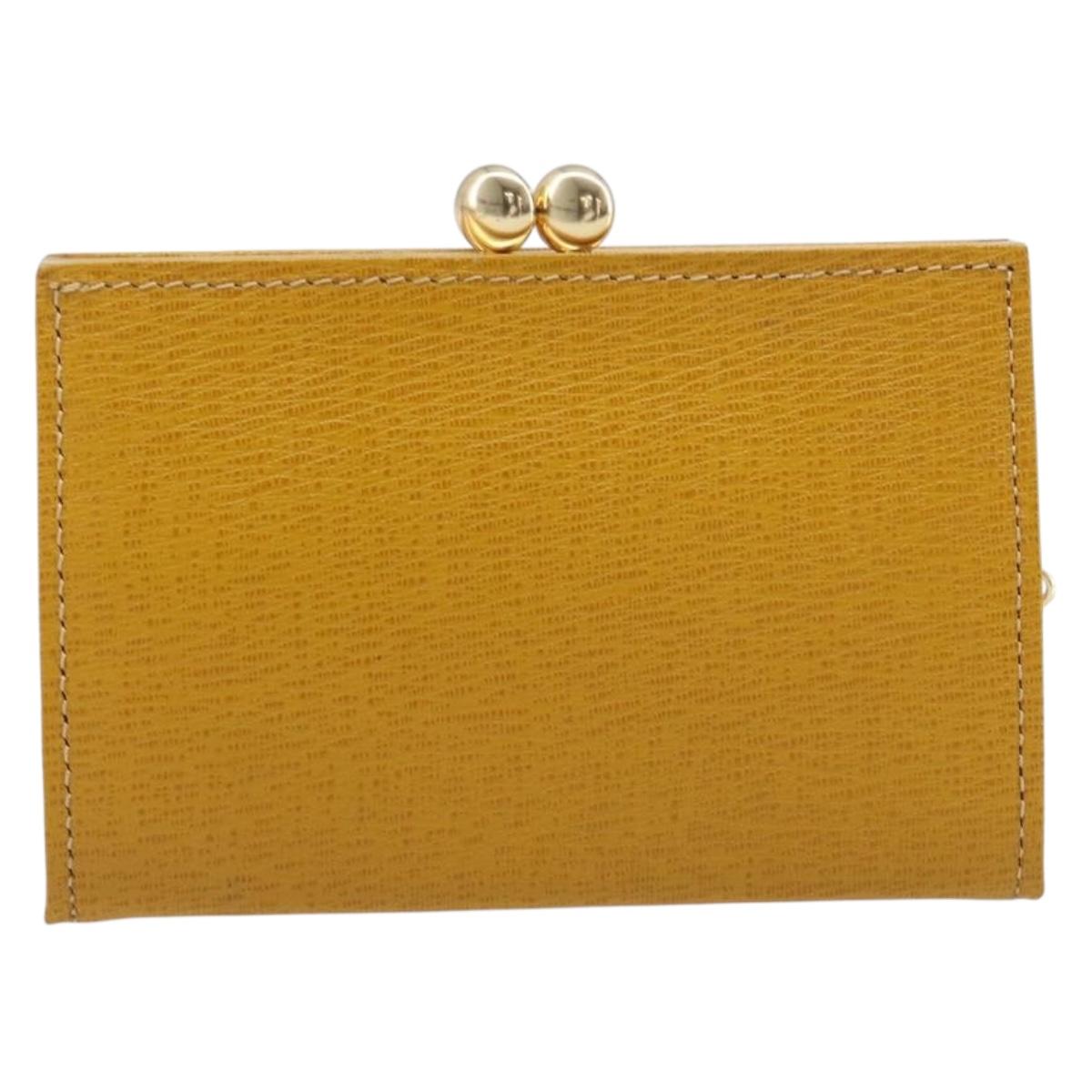 Burberrys Coin Purse Leather Yellow Gold Auth gh2419A