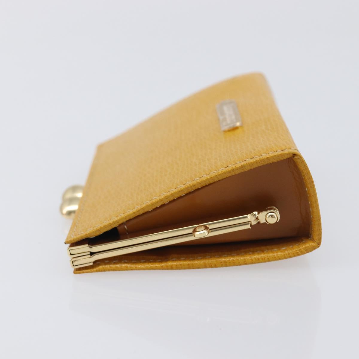 Burberrys Coin Purse Leather Yellow Gold Auth gh2419A
