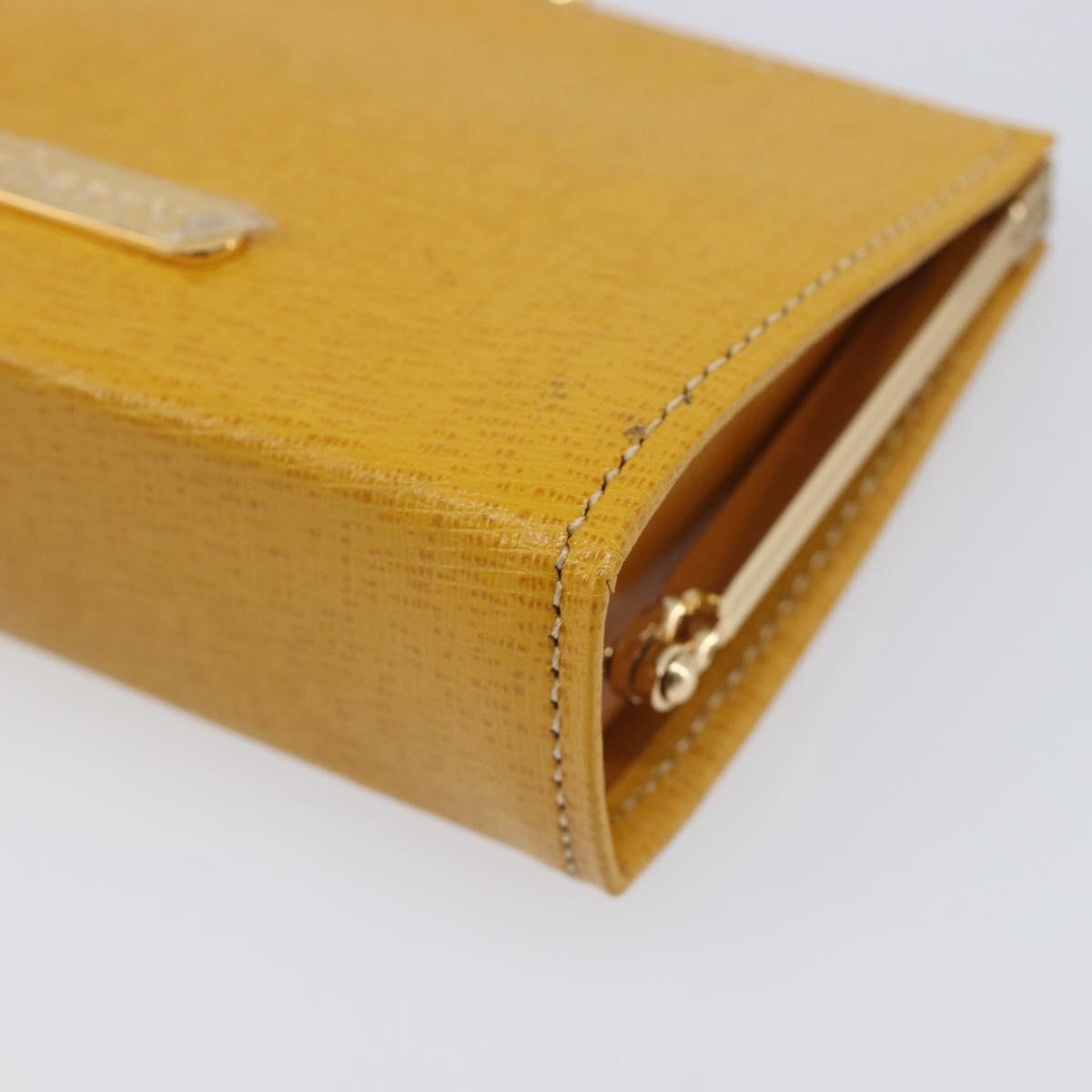 Burberrys Coin Purse Leather Yellow Gold Auth gh2419A