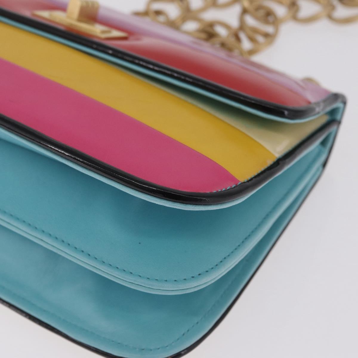 CHANEL Chain Matelasse 2.55 Bag Patent leather Multicolor CC Auth gh2420