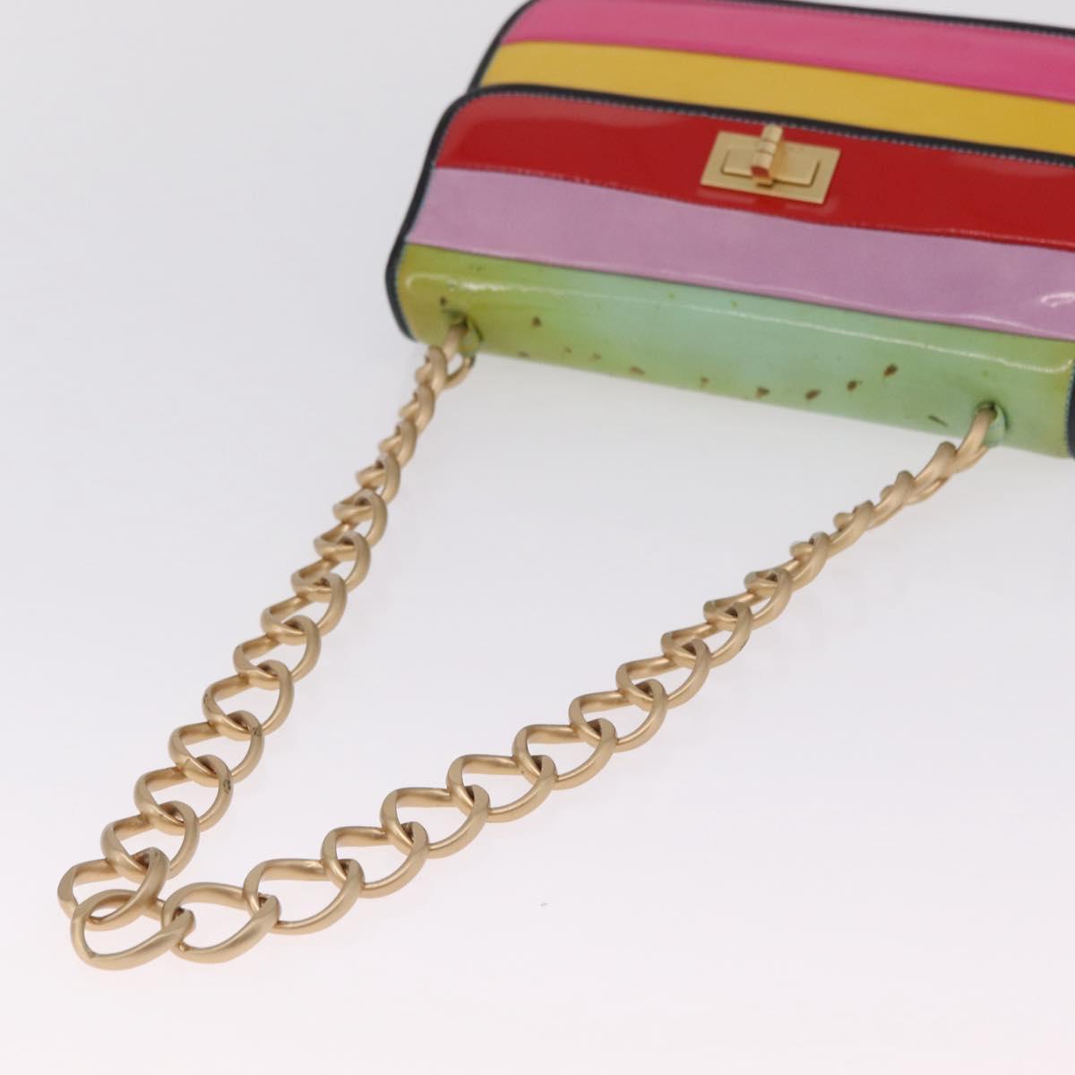CHANEL Chain Matelasse 2.55 Bag Patent leather Multicolor CC Auth gh2420