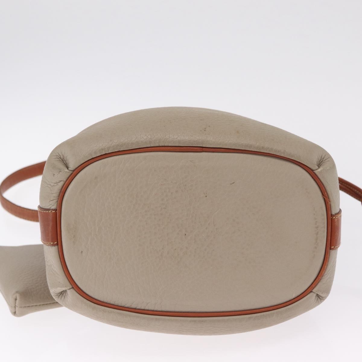 Coach Shoulder Bag Leather Beige Gold Auth gh2421
