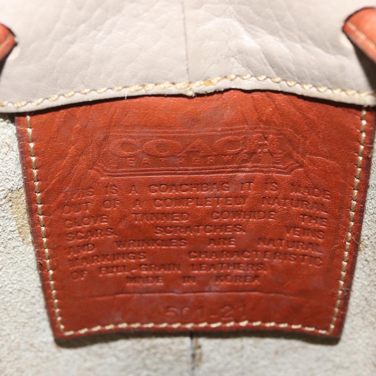 Coach Shoulder Bag Leather Beige Gold Auth gh2421