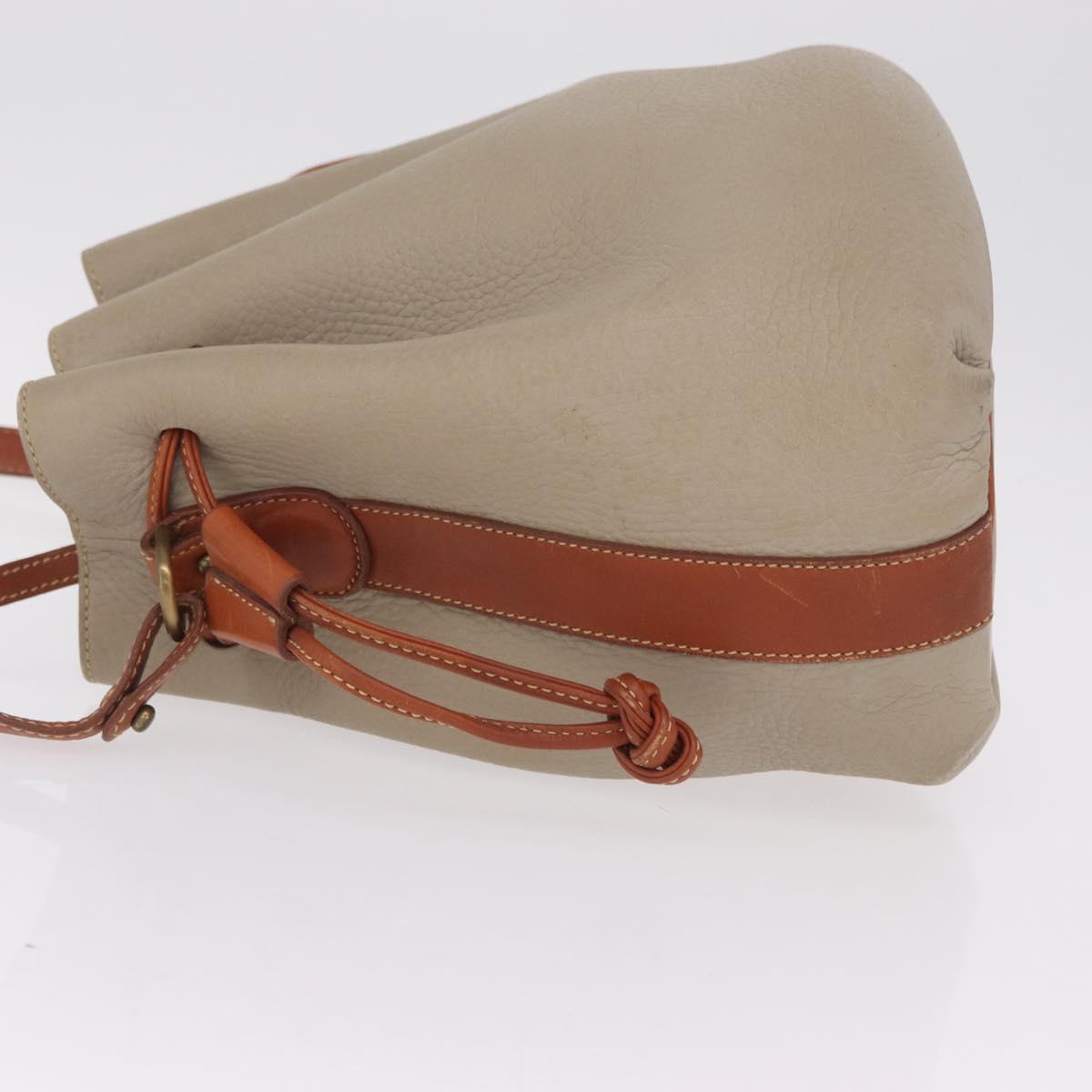 Coach Shoulder Bag Leather Beige Gold Auth gh2421