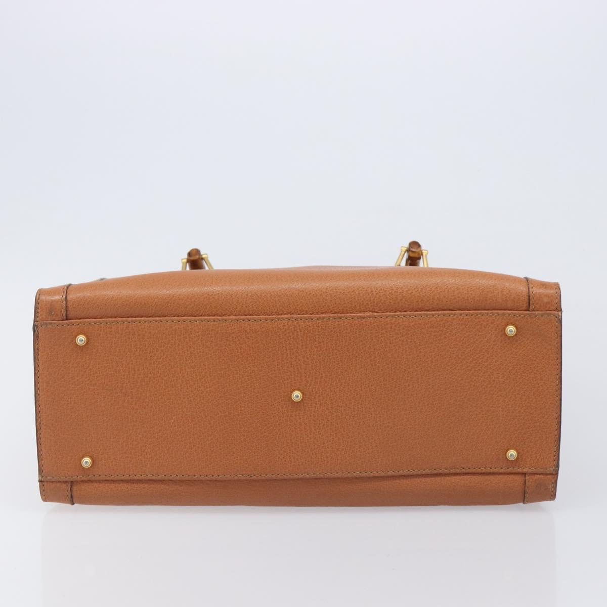 GUCCI Bamboo Hand Bag Leather Brown Gold 002 1096 0260 Auth gh2423