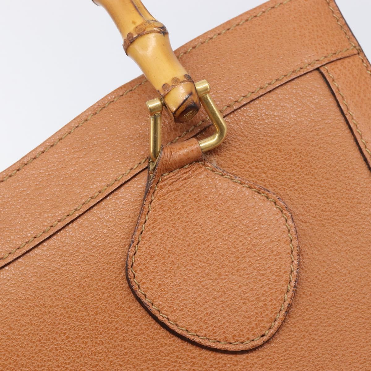 GUCCI Bamboo Hand Bag Leather Brown Gold 002 1096 0260 Auth gh2423