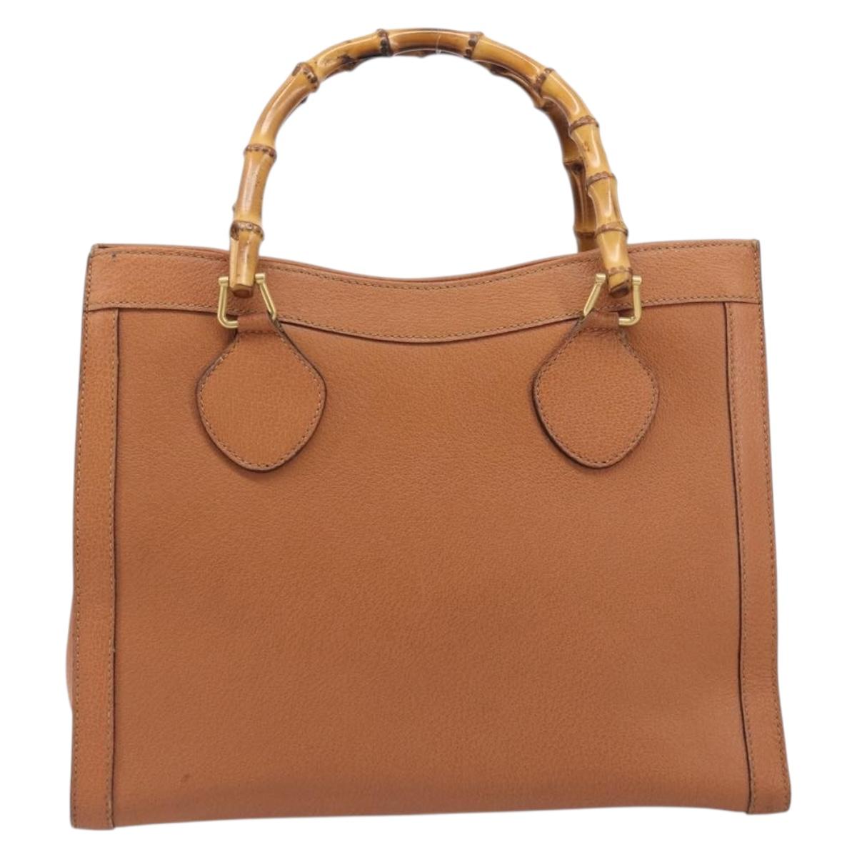 GUCCI Bamboo Hand Bag Leather Brown Gold 002 1096 0260 Auth gh2423