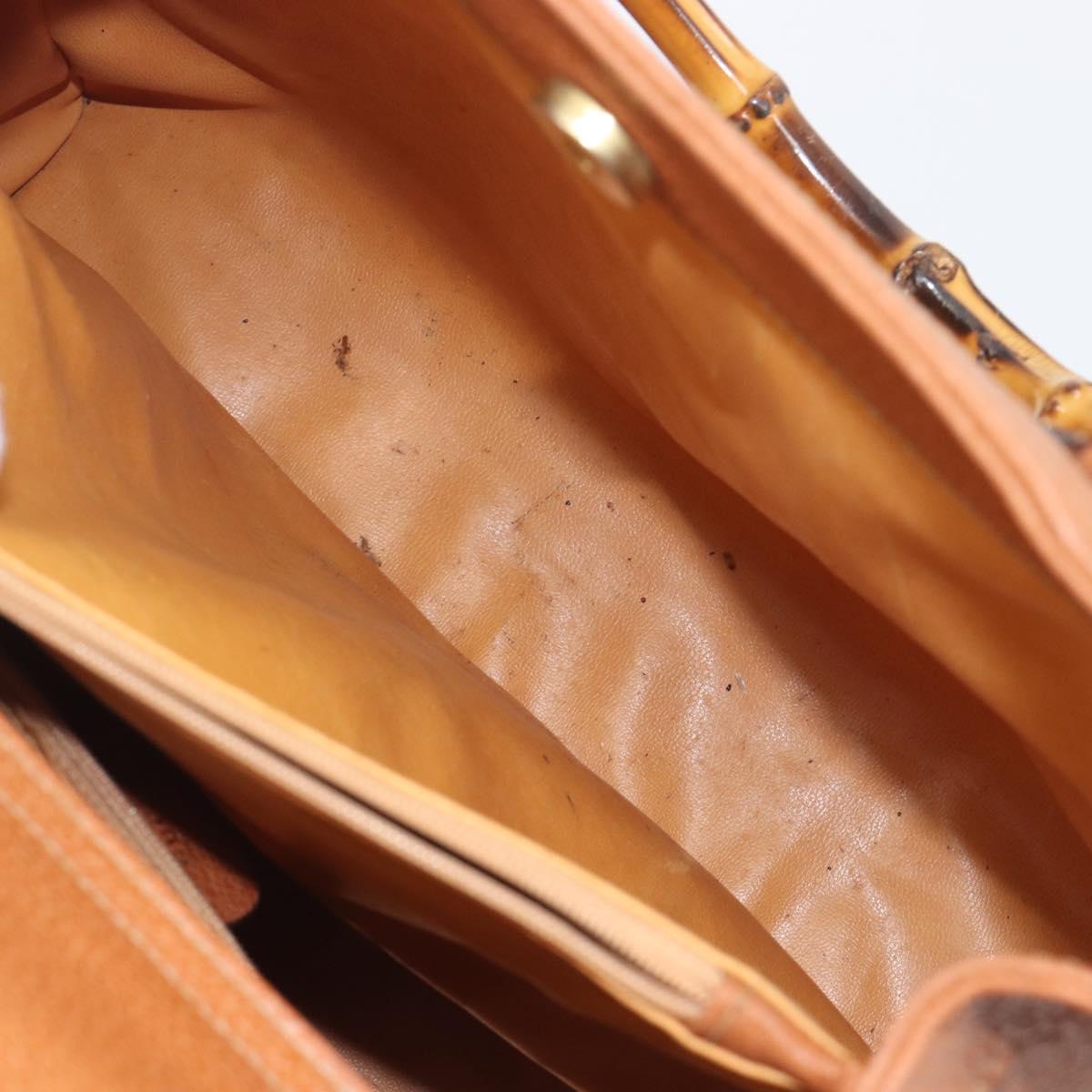 GUCCI Bamboo Hand Bag Leather Brown Gold 002 1096 0260 Auth gh2423