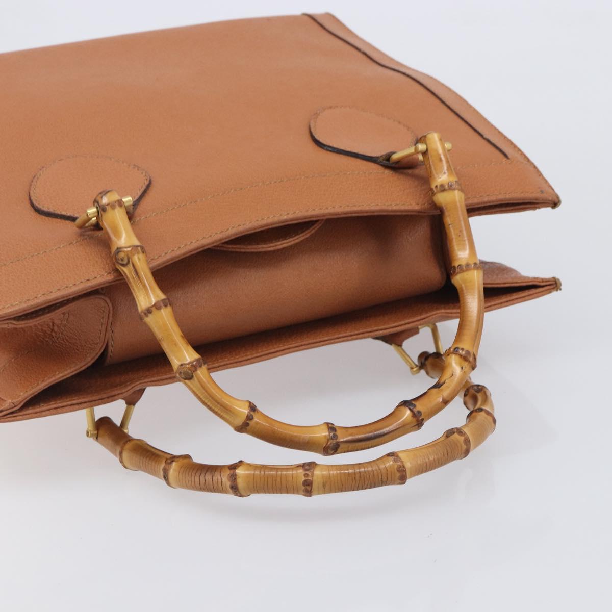 GUCCI Bamboo Hand Bag Leather Brown Gold 002 1096 0260 Auth gh2423