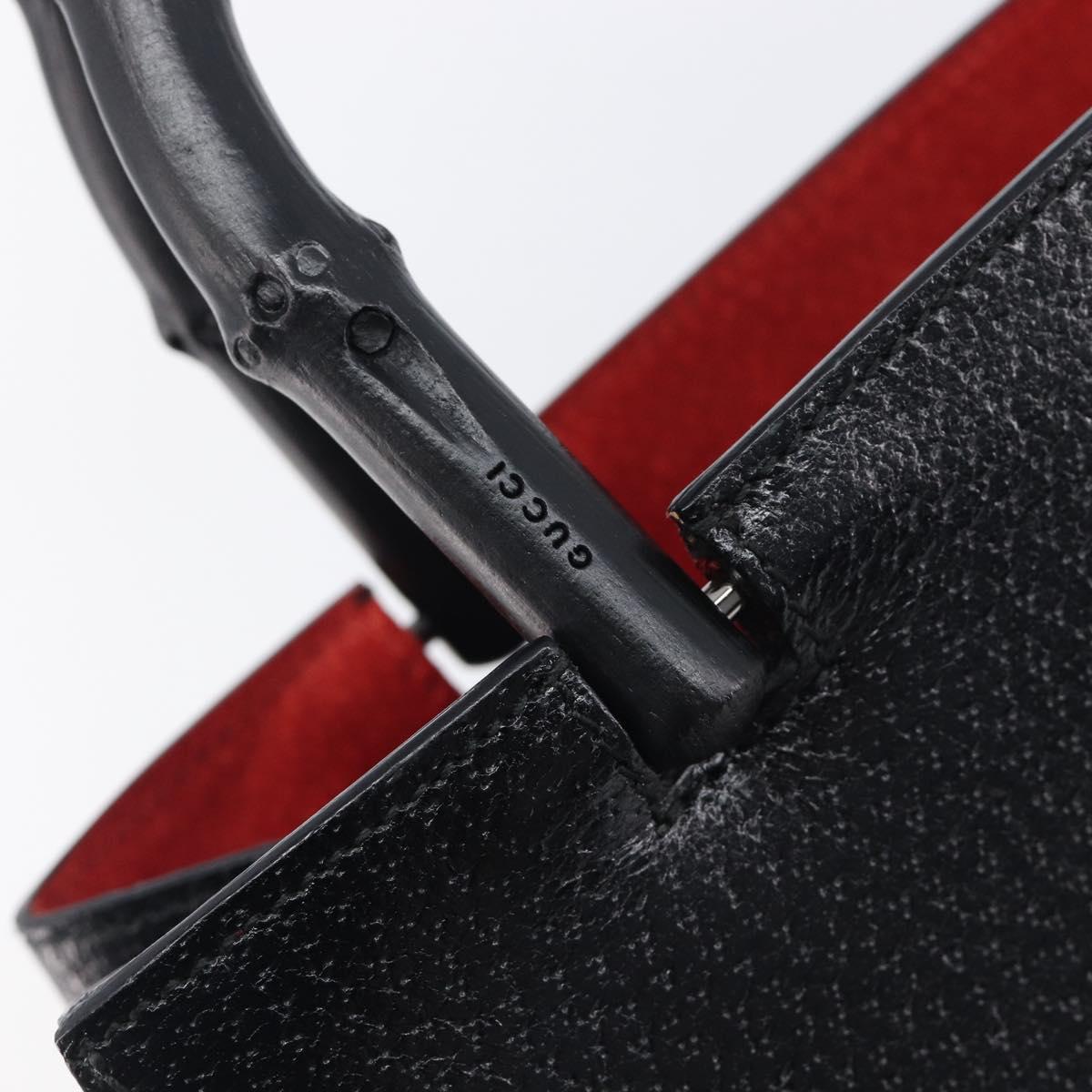 GUCCI Bamboo Hand Bag Leather Black 002 1061 Auth gh2426A