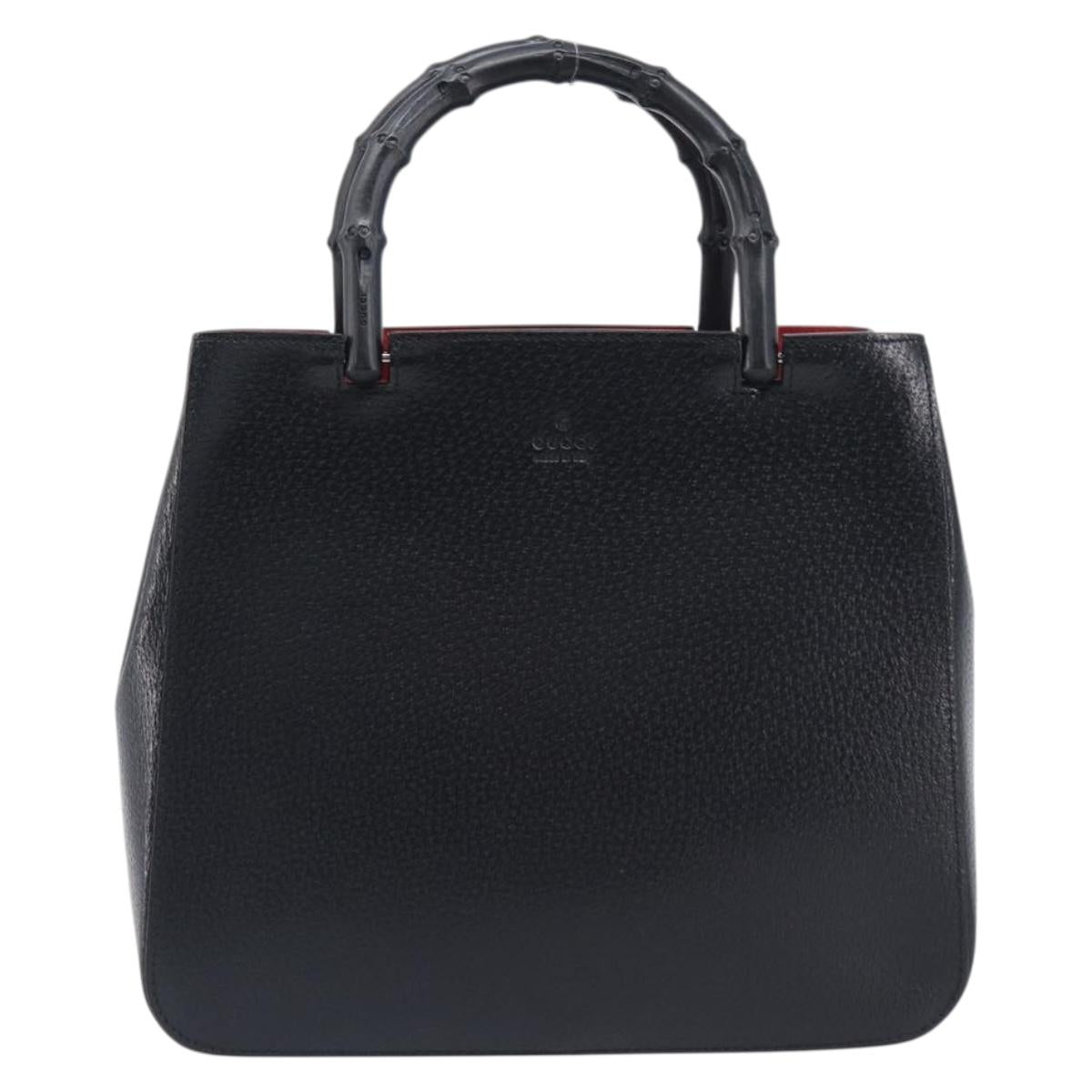 GUCCI Bamboo Hand Bag Leather Black 002 1061 Auth gh2426A