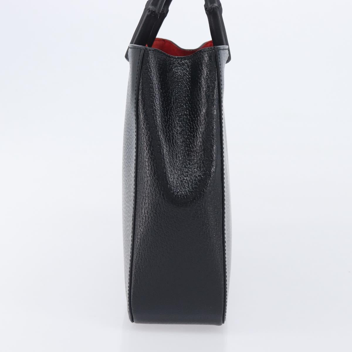 GUCCI Bamboo Hand Bag Leather Black 002 1061 Auth gh2426A