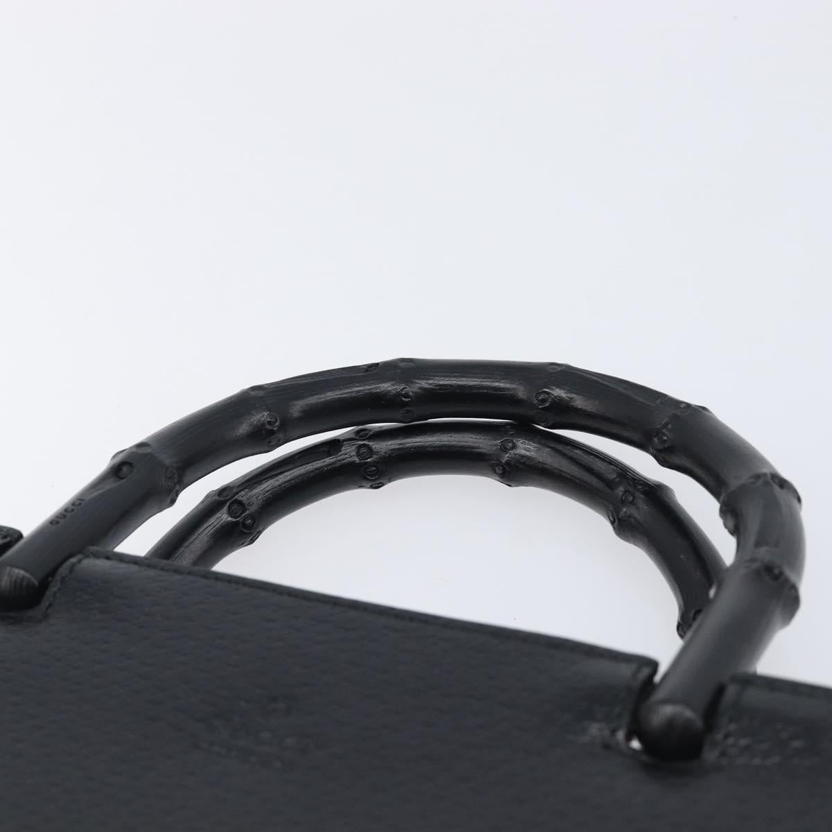 GUCCI Bamboo Hand Bag Leather Black 002 1061 Auth gh2426A