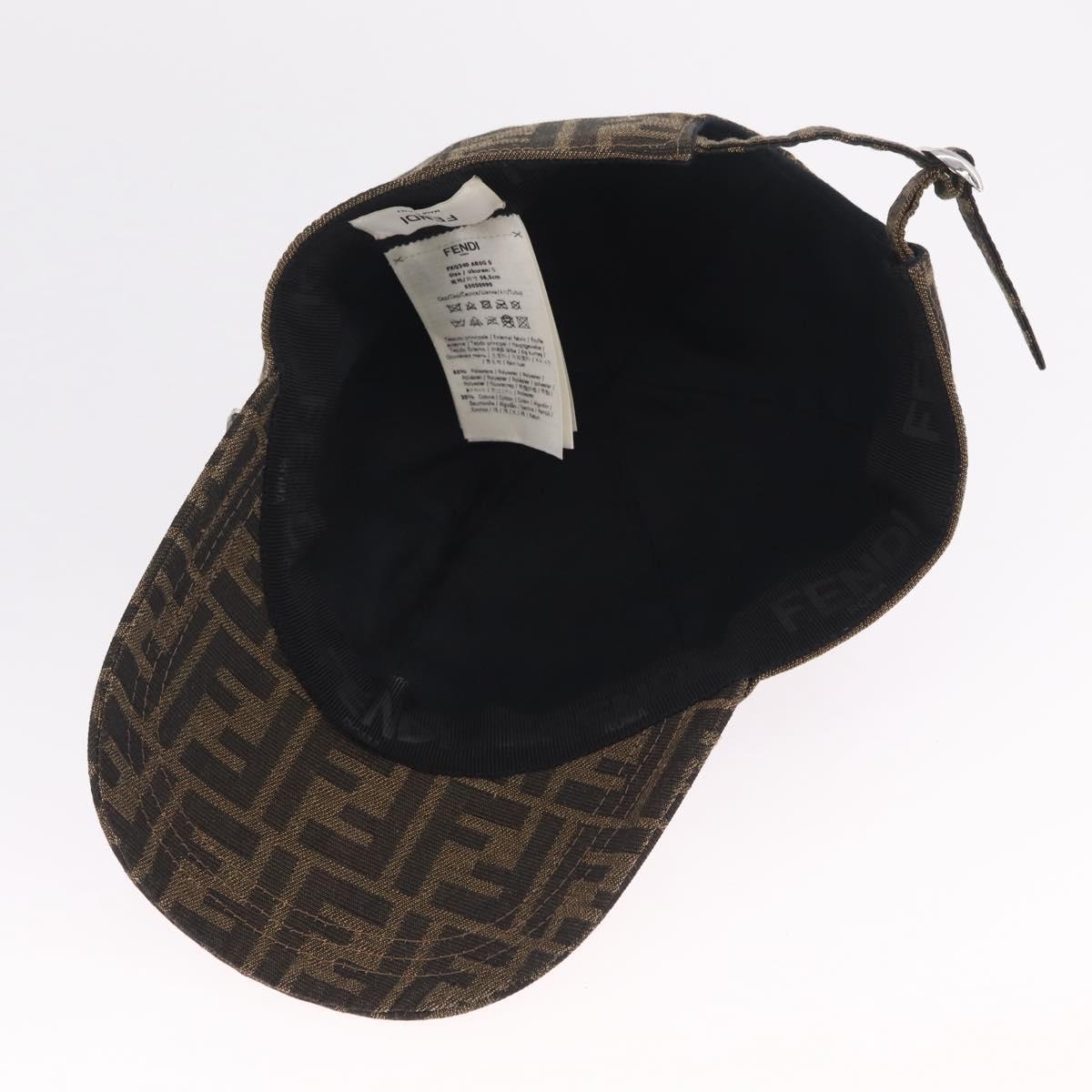 FENDI Zucca Canvas Cap Nylon 22.2"" Black Auth gh2428M