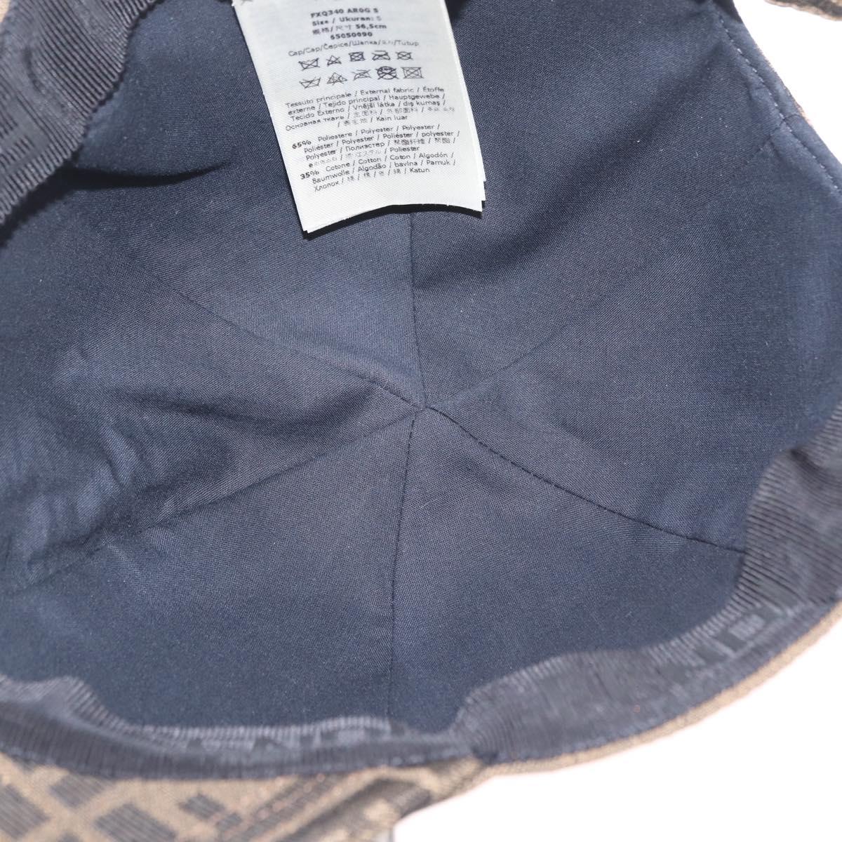 FENDI Zucca Canvas Cap Nylon 22.2"" Black Auth gh2428M
