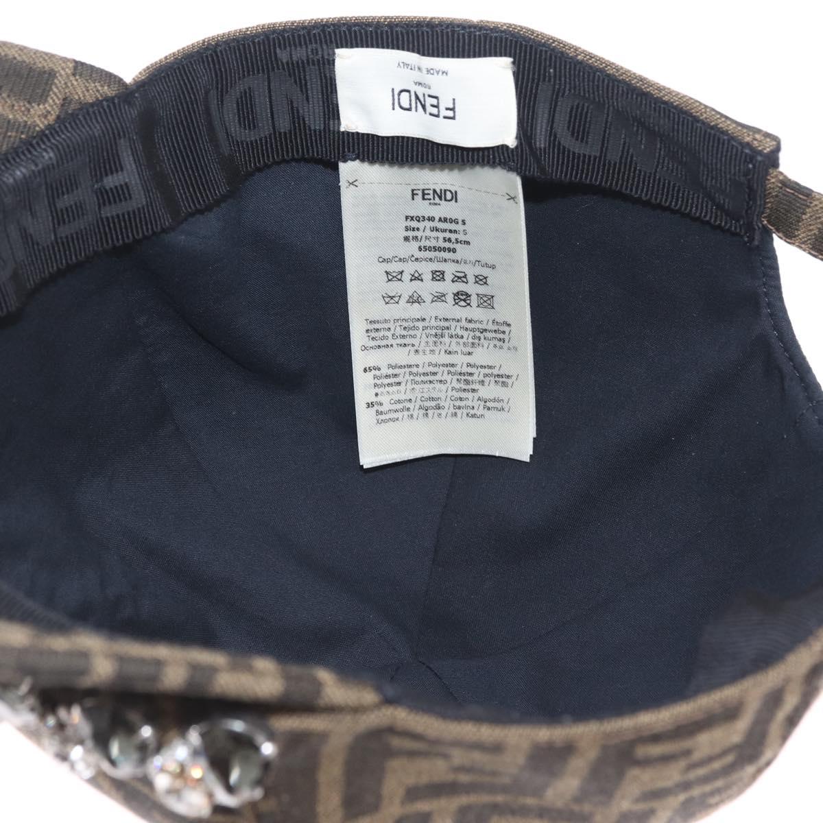 FENDI Zucca Canvas Cap Nylon 22.2"" Black Auth gh2428M