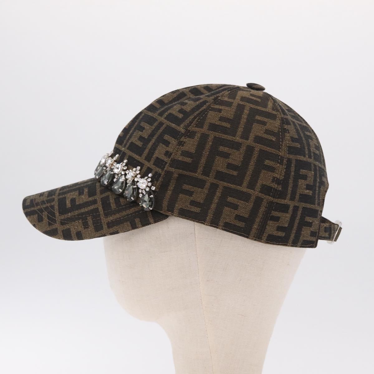 FENDI Zucca Canvas Cap Nylon 22.2"" Black Auth gh2428M