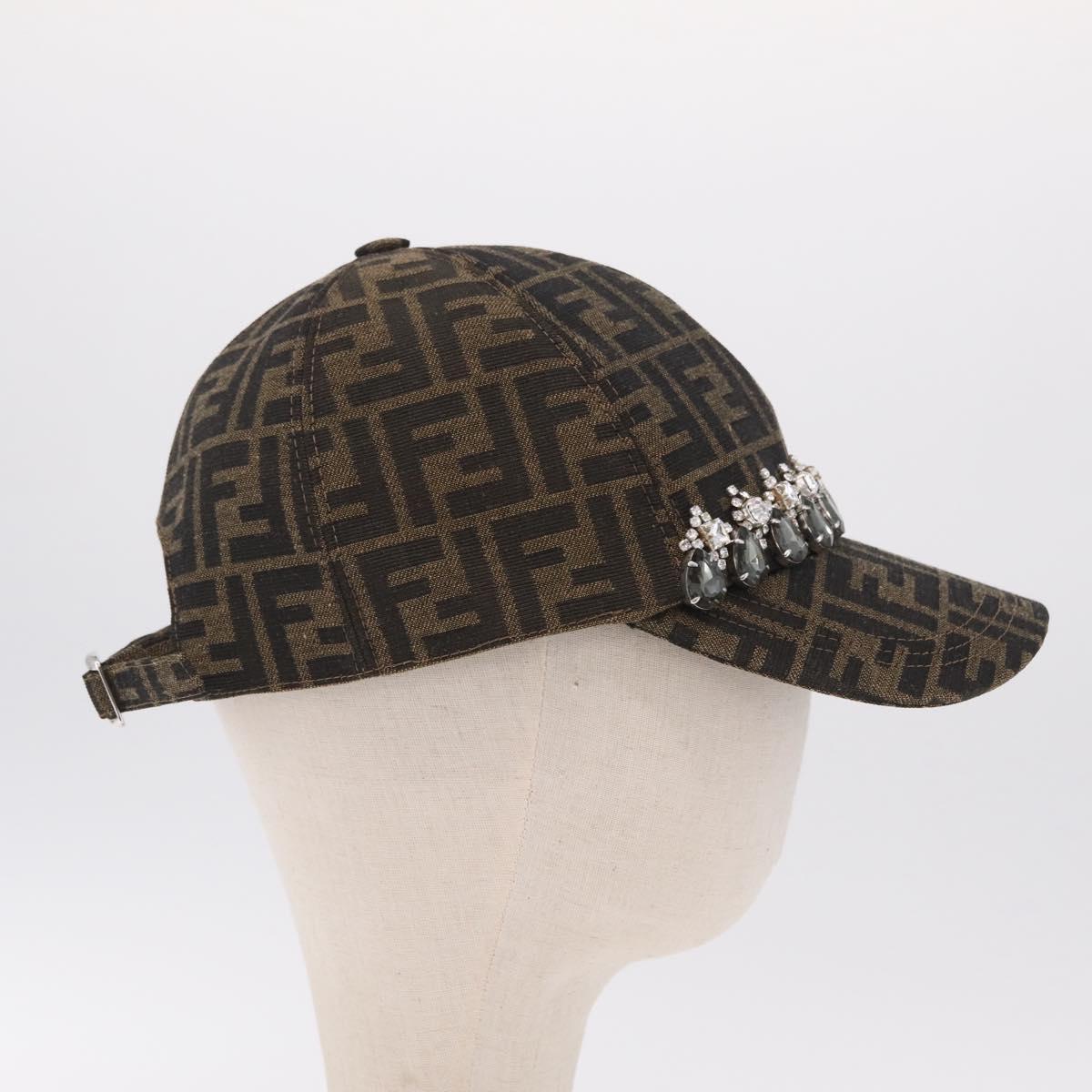 FENDI Zucca Canvas Cap Nylon 22.2"" Black Auth gh2428M
