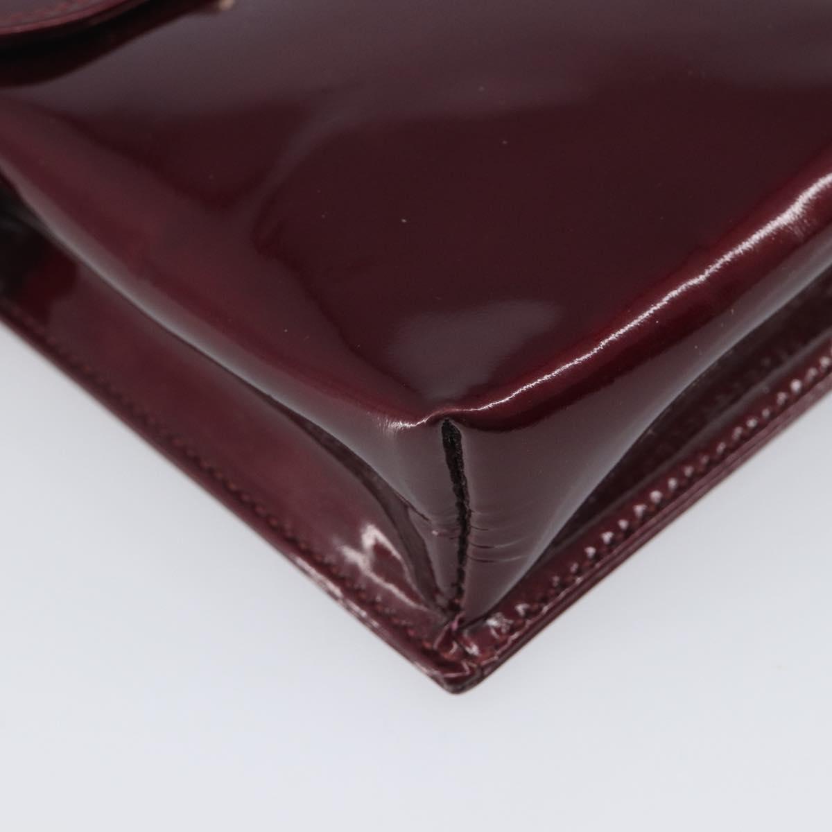 GUCCI Shoulder Bag Patent leather Bordeaux Silver Auth gh2430