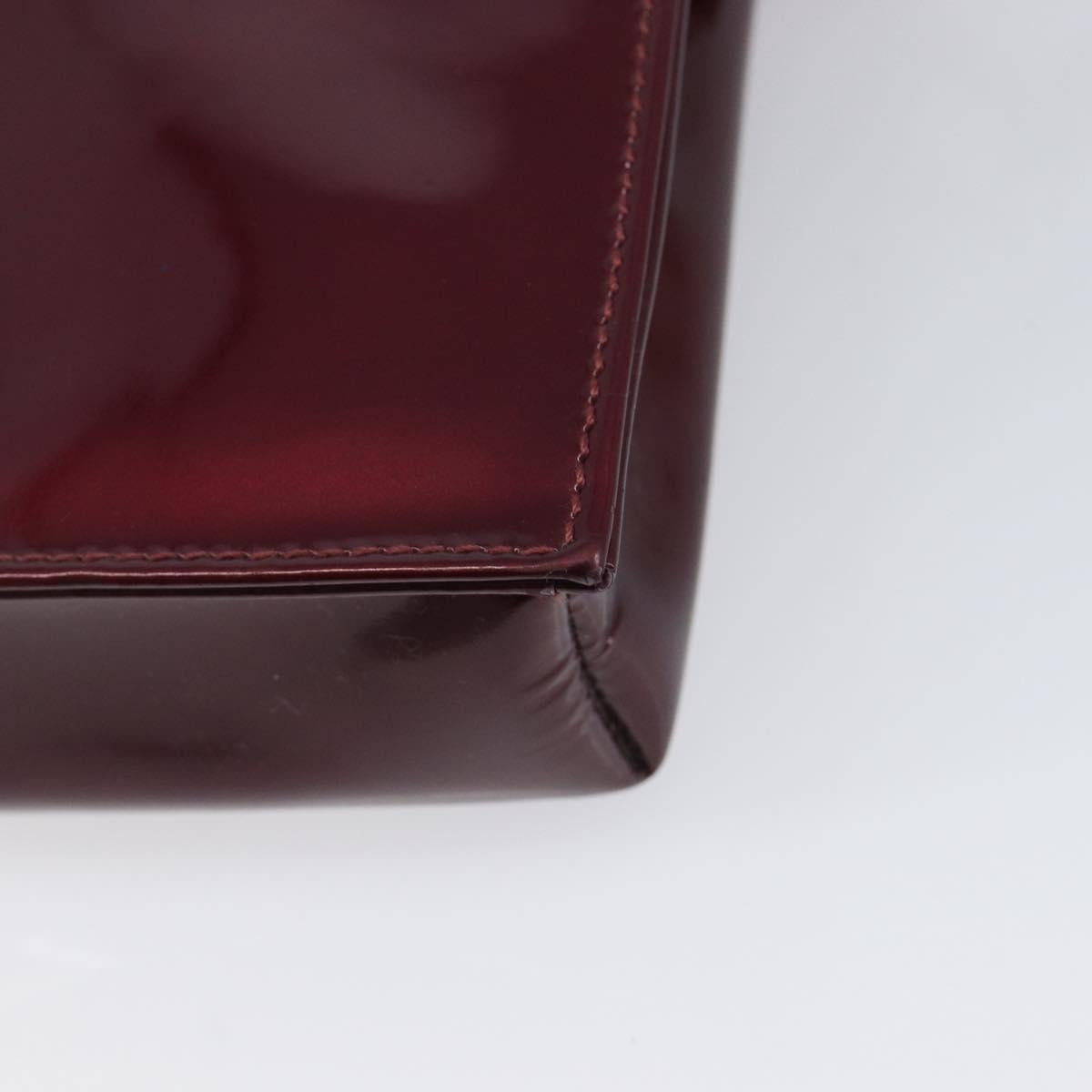 GUCCI Shoulder Bag Patent leather Bordeaux Silver Auth gh2430
