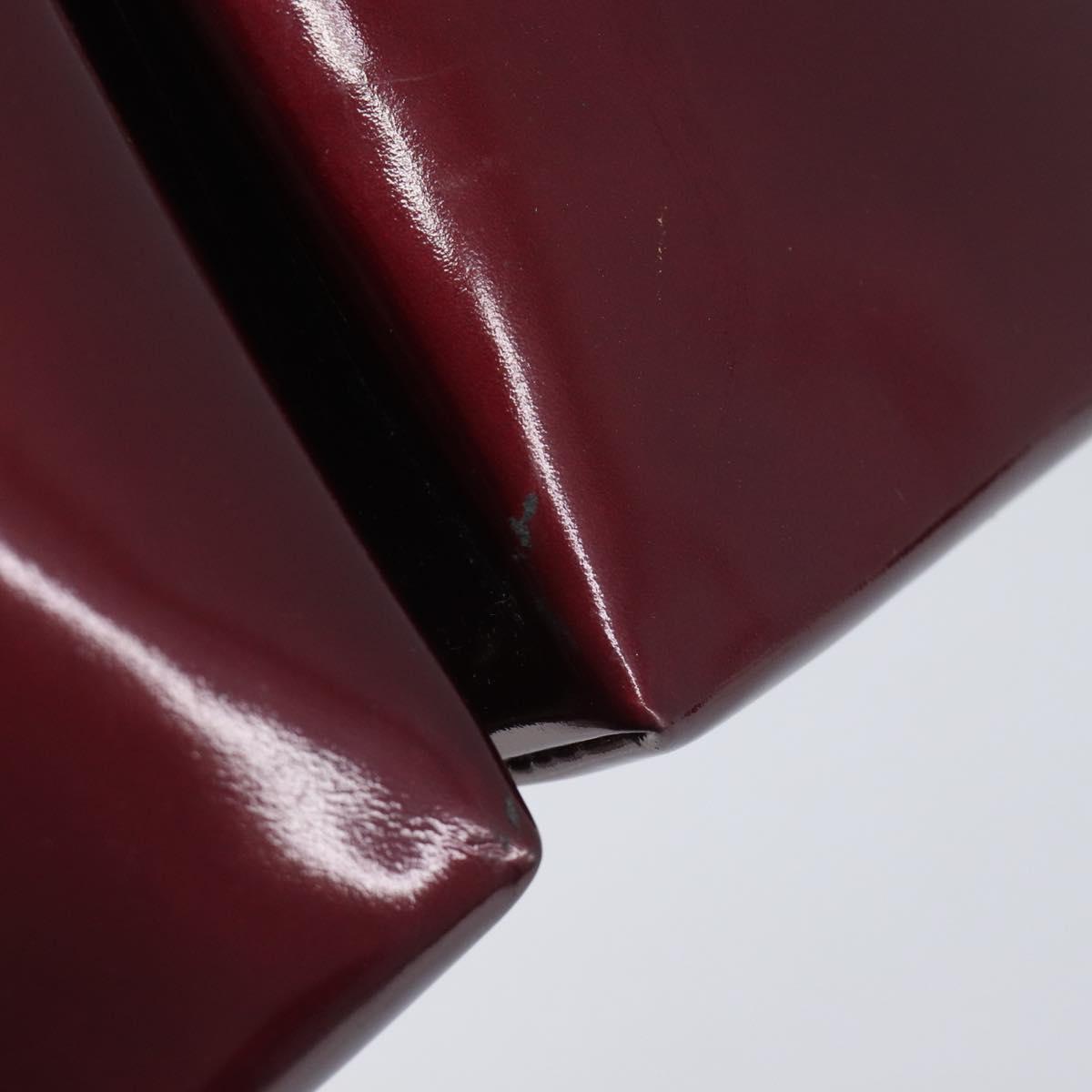 GUCCI Shoulder Bag Patent leather Bordeaux Silver Auth gh2430
