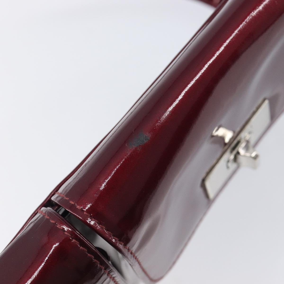 GUCCI Shoulder Bag Patent leather Bordeaux Silver Auth gh2430