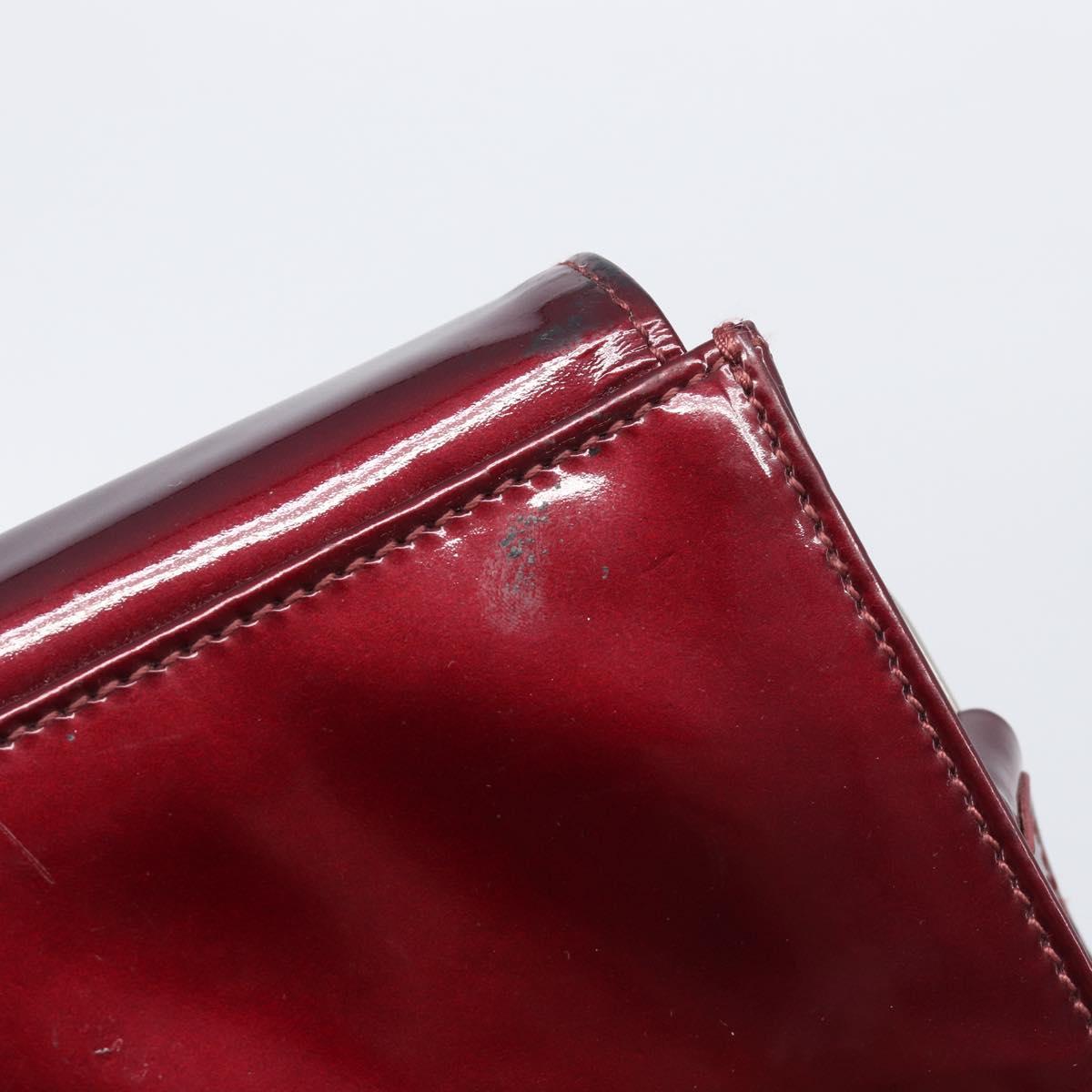 GUCCI Shoulder Bag Patent leather Bordeaux Silver Auth gh2430