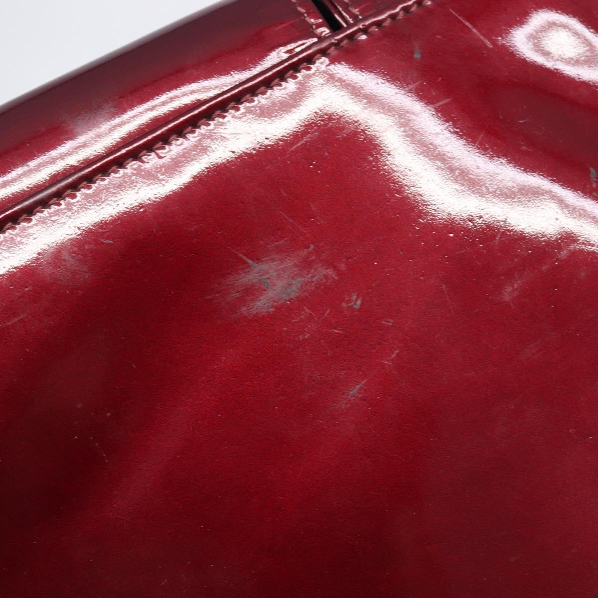 GUCCI Shoulder Bag Patent leather Bordeaux Silver Auth gh2430