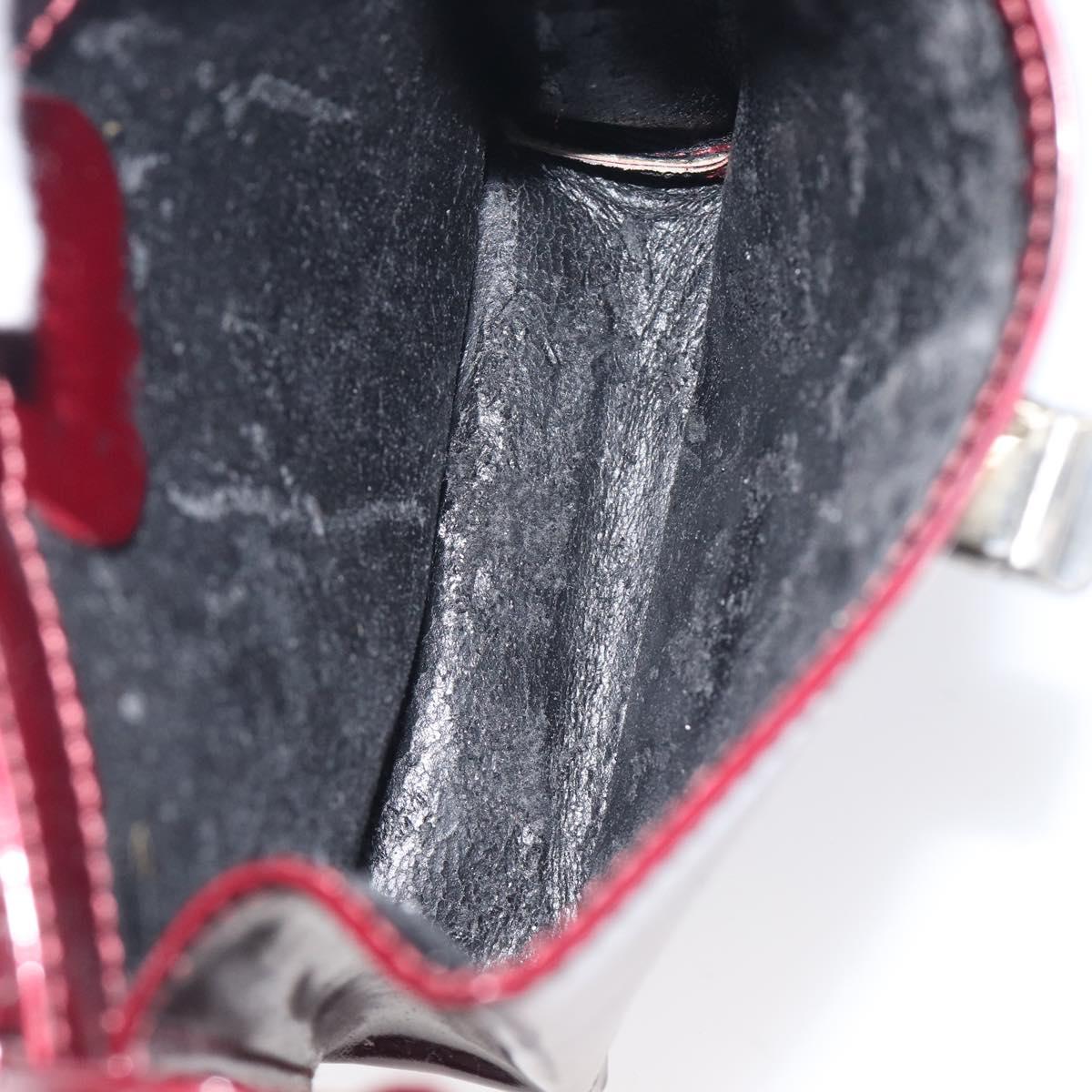 GUCCI Shoulder Bag Patent leather Bordeaux Silver Auth gh2430