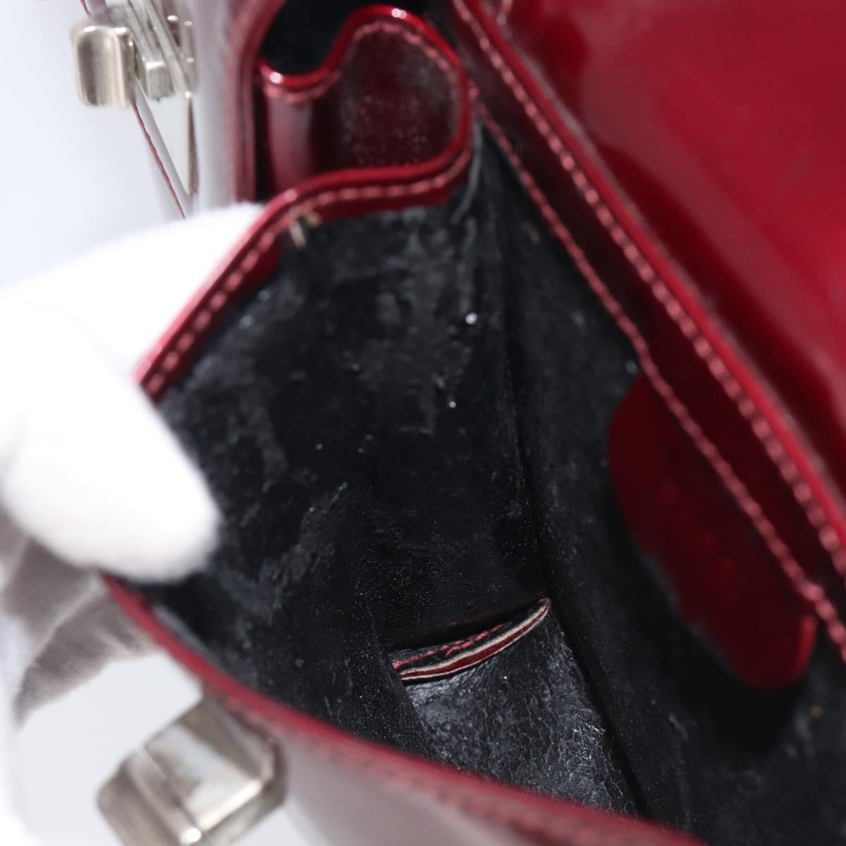 GUCCI Shoulder Bag Patent leather Bordeaux Silver Auth gh2430