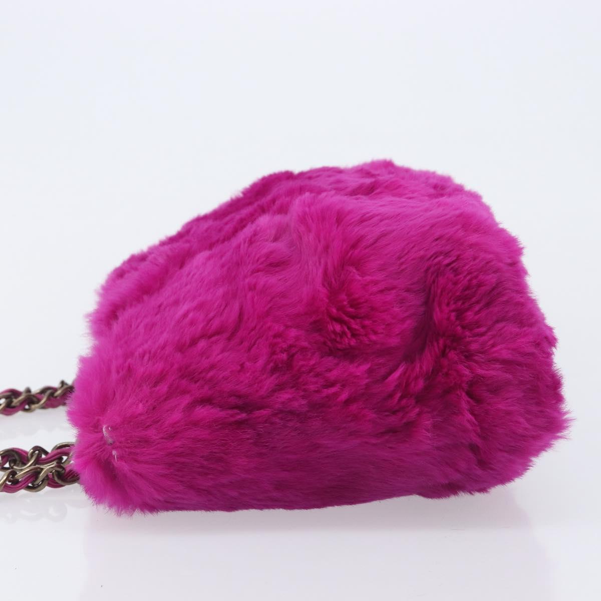 CHANEL Chain Shoulder Bag Fur Pink CC Auth gh2432V