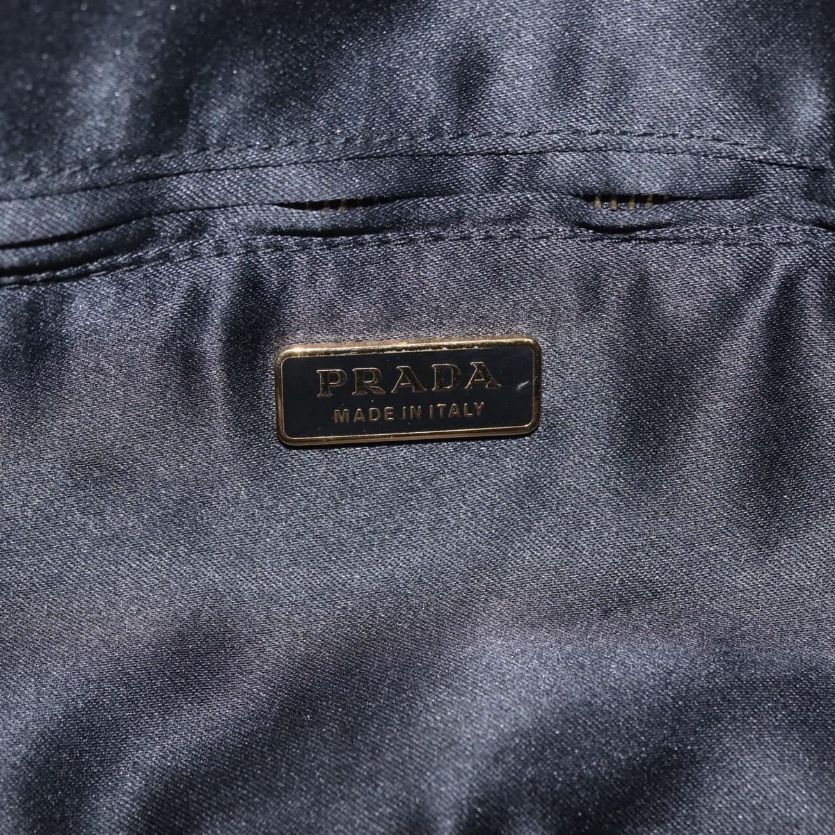 PRADA Chain Shoulder Bag Satin Sequins Yellow Black Auth gh2435V