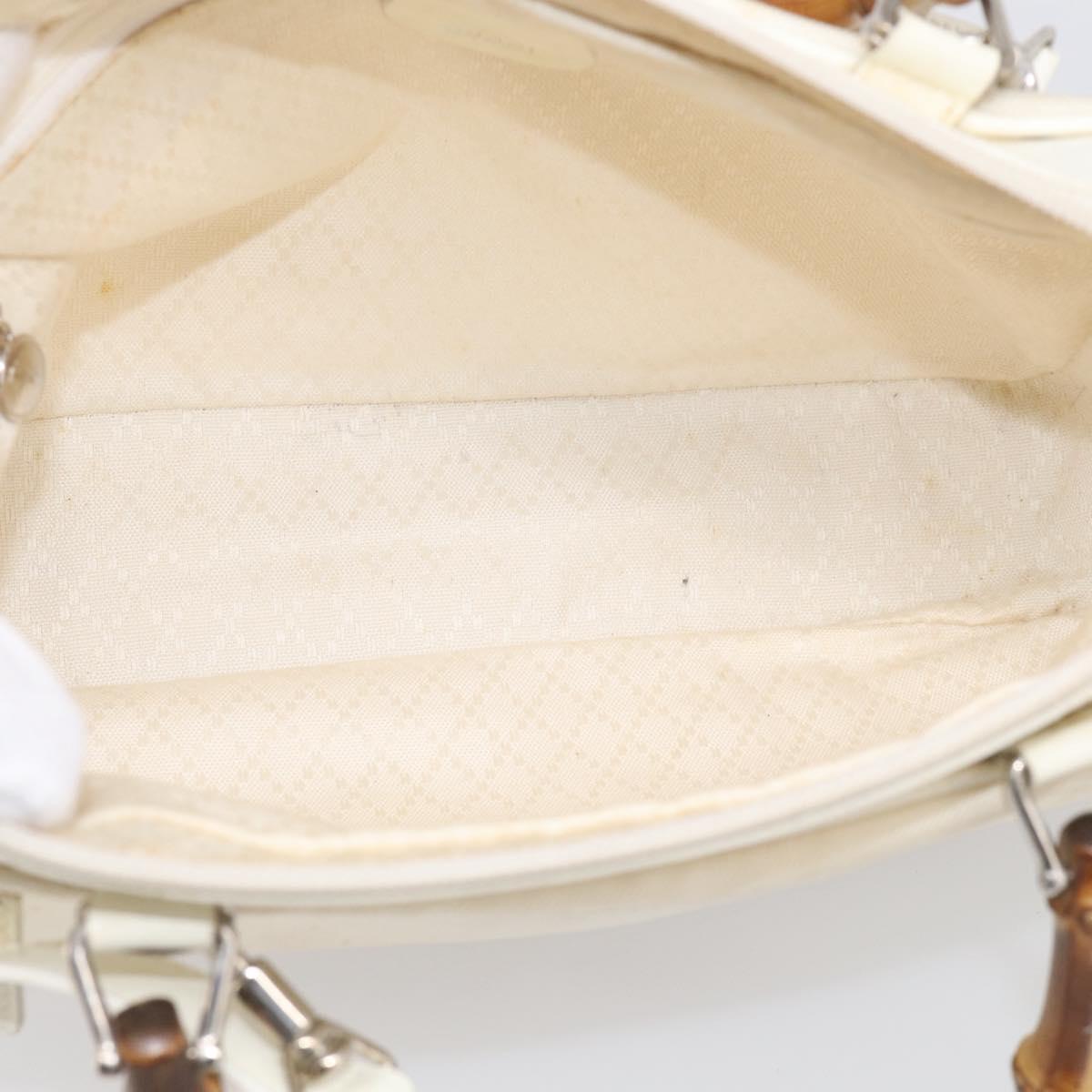 GUCCI Bamboo Hand Bag Nylon 2way White Silver 000 2040 0538 Auth gh2437